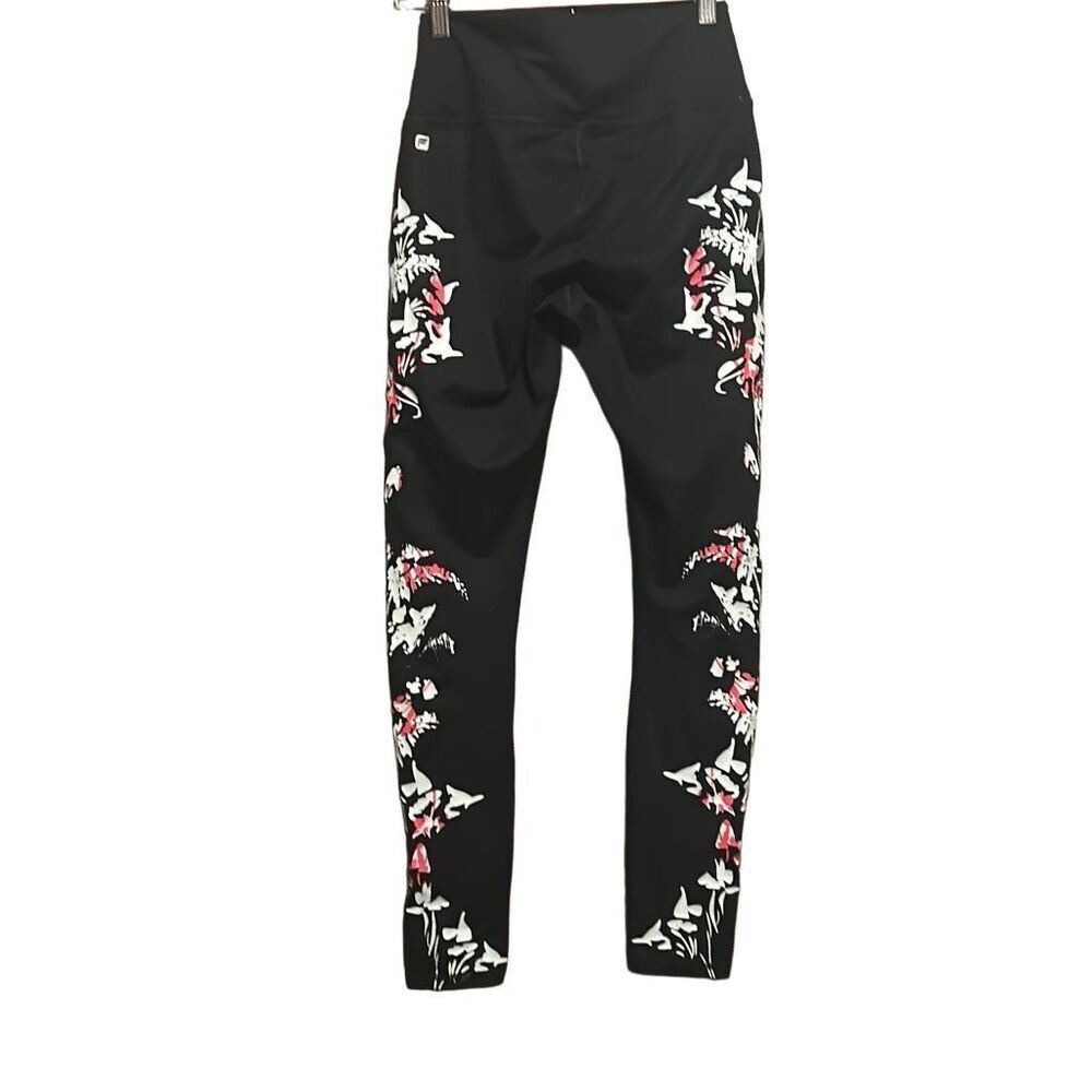 Fabletics Black Floral Print High Waist Active Leggings Womensā 24in waist